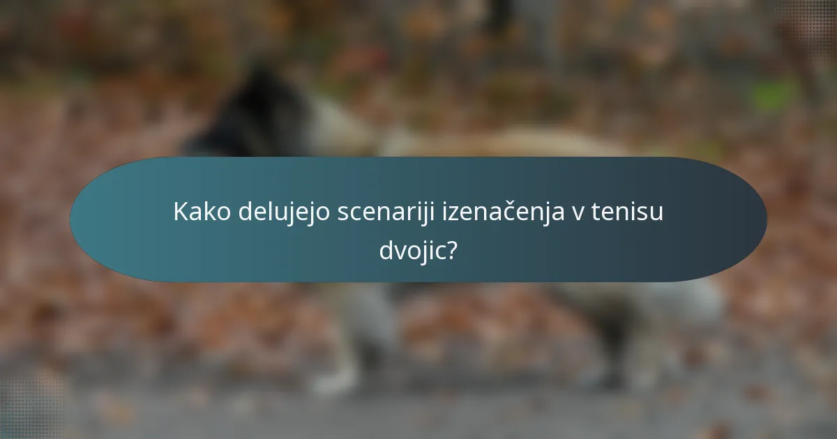 Kako delujejo scenariji izenačenja v tenisu dvojic?