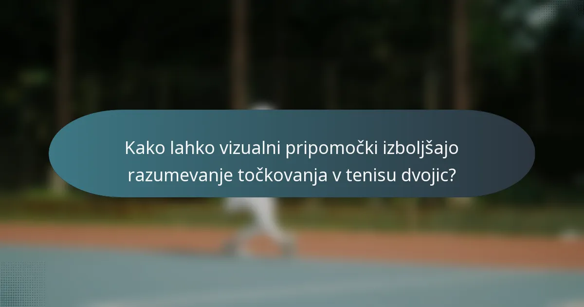 Kako lahko vizualni pripomočki izboljšajo razumevanje točkovanja v tenisu dvojic?