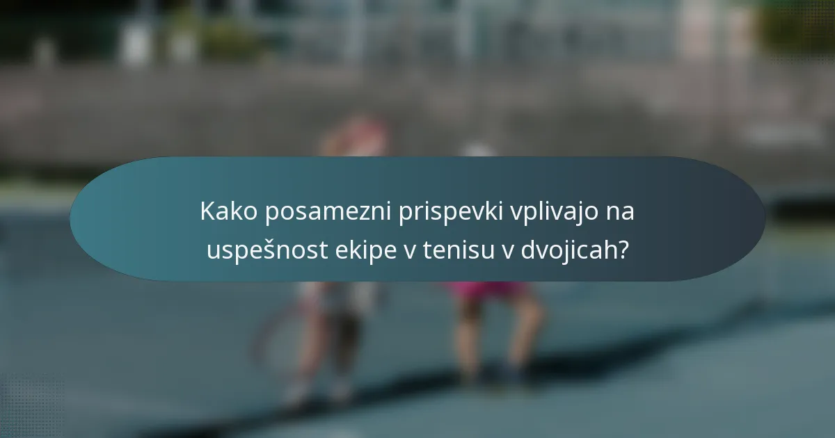 Kako posamezni prispevki vplivajo na uspešnost ekipe v tenisu v dvojicah?